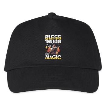 Bless This Mess With Magic Hexe Coffee Broom - Kids’ Baseball Cap - black - Front