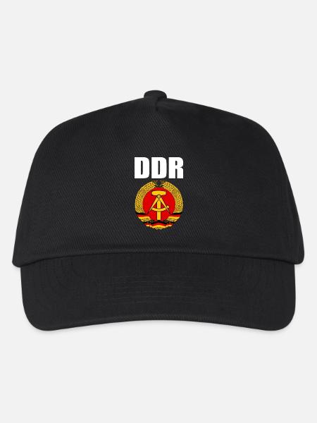 DDR Wappen mit weisser Schrift - Kinder Basecap - Schwarz