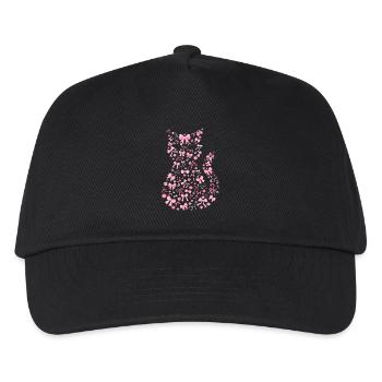 Süße rosa Katze Flirty Schleife Geschenk - Kinder Basecap - Schwarz - Vorne