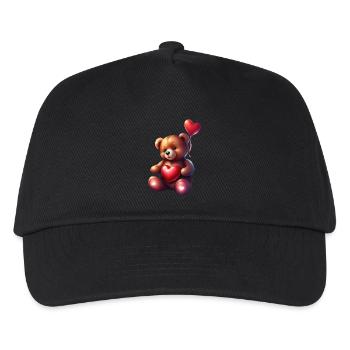 Entzückender Teddybär mit rotem Herz - Kinder Basecap - Schwarz - Vorne