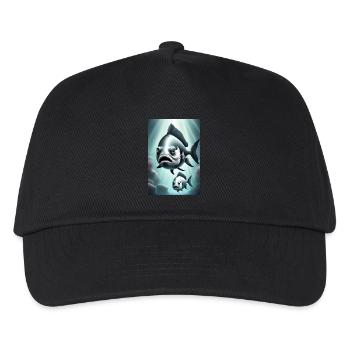 Schwarz-weißes gruseliges Fisch-Design - Kinder Basecap - Schwarz - Vorne