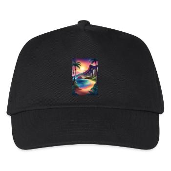 Wunderschöner Sonnenuntergang an einem Strand in Miami - Kinder Basecap - Schwarz - Vorne
