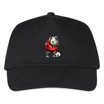Nashorn Fussballer rot - Kinder Basecap - Schwarz - Vorne