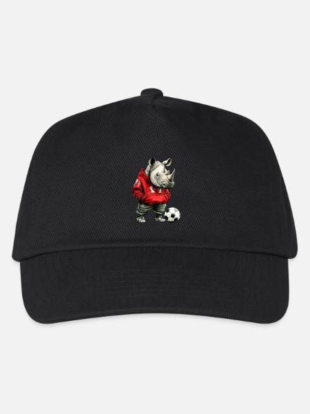 Nashorn Fussballer rot - Kinder Basecap - Schwarz