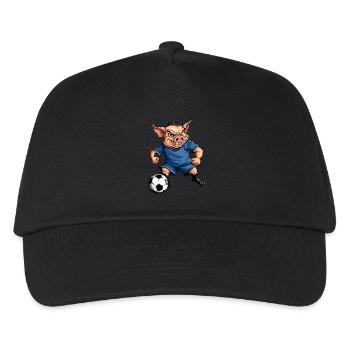 Fussball Schweinchen - Kinder Basecap - Schwarz - Vorne