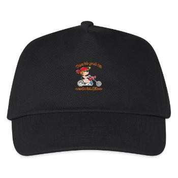 Wenn ich groß bin werd ich Biker - RAHMENLOS Baby - Kinder Basecap - Schwarz - Vorne