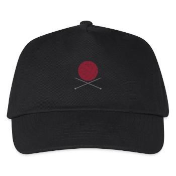 Stricknadel Wolle Logo - Kinder Basecap - Schwarz - Vorne