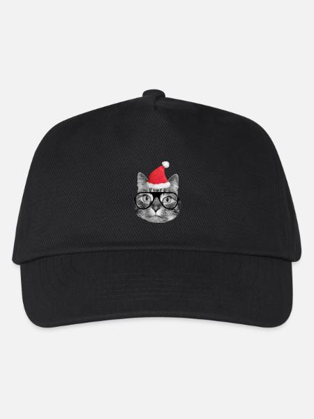 Süße Weihnachtskatze - Kinder Basecap - Schwarz