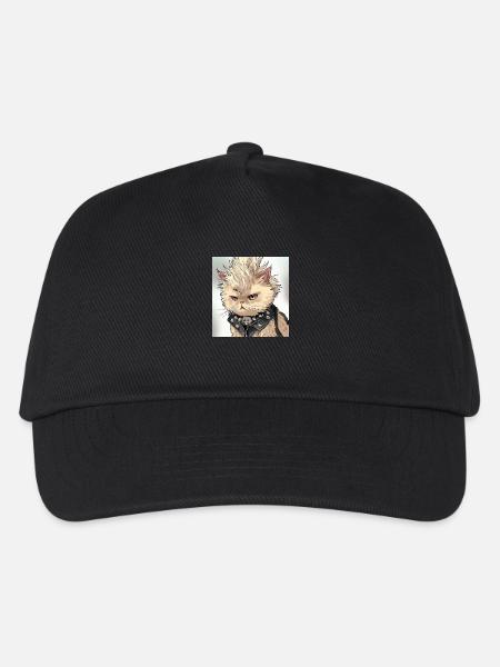 Perserkatze Negan als Punk in Anime Art - Kinder Basecap - Schwarz