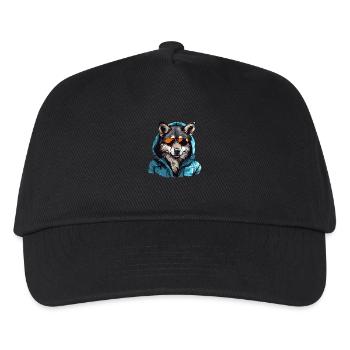 Grauer Wolf im Streetstyle | Wolfsliebhaber - Kinder Basecap - Schwarz - Vorne