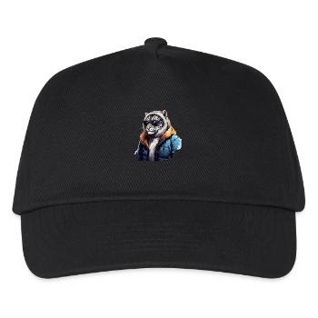 Streetstyle Schneeleopard | Leoparden-Liebhaber - Kinder Basecap - Schwarz - Vorne