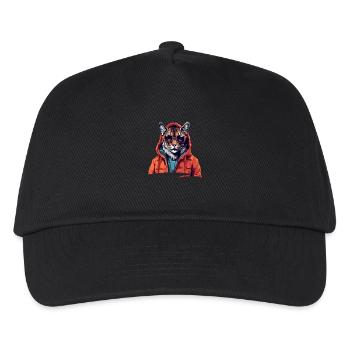 Streetstyle-Luchs | Luchs-Liebhaber - Kinder Basecap - Schwarz - Vorne