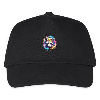 Waschbär,bunt, Malerei,kopfhörer, Graffiti - Kinder Basecap - Schwarz - Vorne