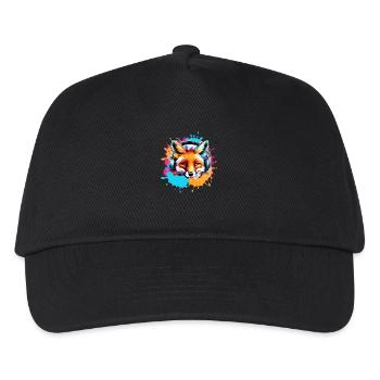 Fuchs,bunt, Malerei,kopfhörer, Graffiti - Kinder Basecap - Schwarz - Vorne