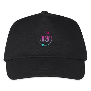13. Geburtstag Bunter Herzkreis - Kinder Basecap - Schwarz - Vorne
