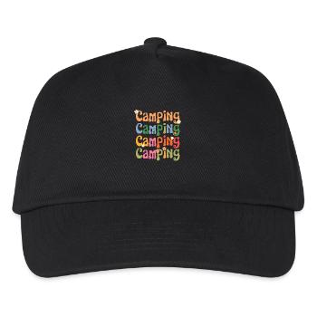 Camping Retro Style 70er Jahre Hippie Flower Power - Kinder Basecap - Schwarz - Vorne