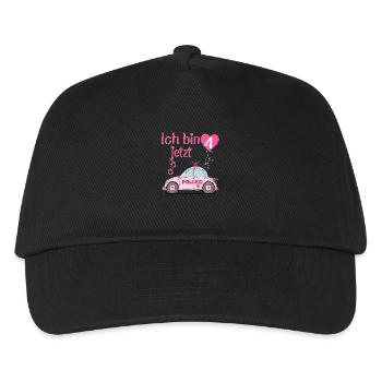 Polizeiauto Ich bin jetzt 4 Geburtstag Rosa - Kinder Basecap - Schwarz - Vorne