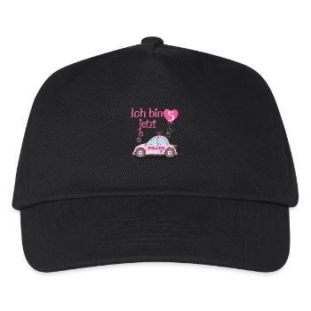 Polizeiauto Ich bin jetzt 5 Geburtstag Rosa - Kinder Basecap - Schwarz - Vorne