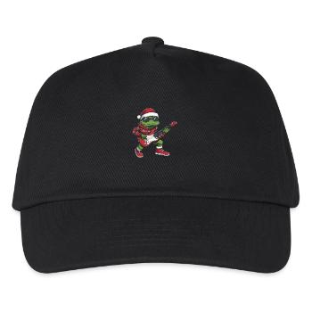 Frog Christmas Rocker Guitar - Kids’ Baseball Cap - black - Front