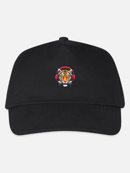 Tiger Animal Graphic Musik Kopfhörer Art Tiger - Kinder Basecap - Schwarz