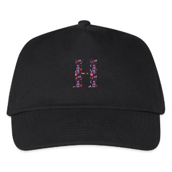 Personalisierter Blumenbuchstabe h - Geschenkidee - Kinder Basecap - Schwarz - Vorne