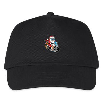 Santa Claus Weihnachtsmann Motorrad Fahrer - Kinder Basecap - Schwarz - Vorne
