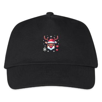 8 bits tête de renne de Noël - Casquette de baseball Enfant - noir - Devant