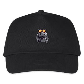 Nilpferd Tier - Kinder Basecap - Schwarz - Vorne