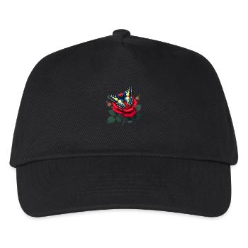 Machaon sur rose rouge - Casquette de baseball Enfant - noir - Devant