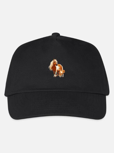 Shetlandpony mit Fohlen - Kinder Basecap - Schwarz