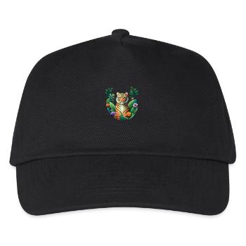 Tiger-Print mit Grain-Effekt - Kinder Basecap - Schwarz - Vorne