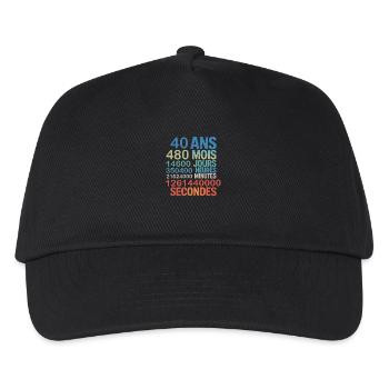 40 Ans – 480 Mois, 14600 Jours... Secondes - Kids’ Baseball Cap - black - Front