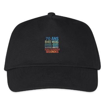 70 Ans – 840 Mois, 25 550 Jours, 2.2 Billion - Kids’ Baseball Cap - black - Front