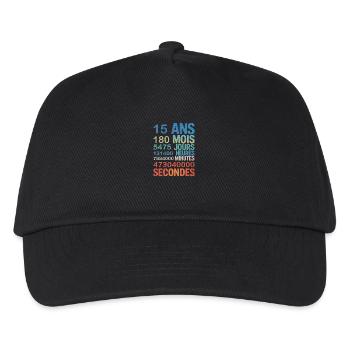 15 Ans en Secondes Design Unique pour Anniversaire - Kids’ Baseball Cap - black - Front