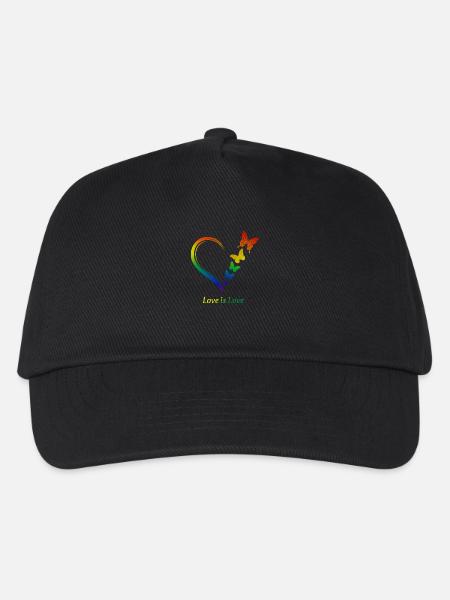 Rainbow Heart Butterflies "Love is Love" - Kids’ Baseball Cap - black
