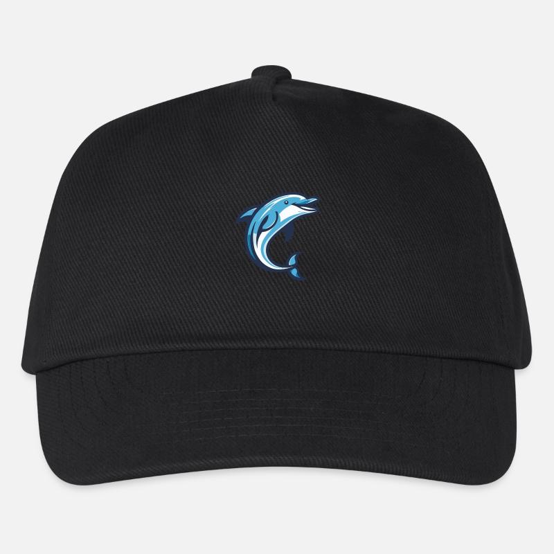 Delfin-blaue Welle - Kinder Basecap - Schwarz