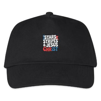 Amerikanischer Gläubiger Christ July 4th Jesus - Kinder Basecap - Schwarz - Vorne