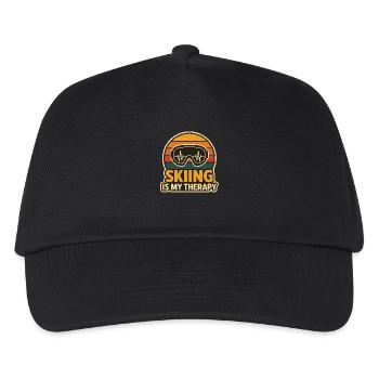 Skifahren Meine Therapie Vintage Skifahrer Skifahrer Skifahrer Sport - Kinder Basecap - Schwarz - Vorne