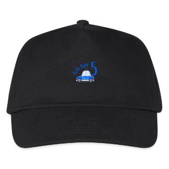 Polizeiauto Ich bin 5 Geburtstag Blau - Kinder Basecap - Schwarz - Vorne