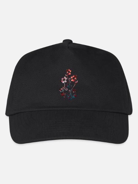 Blumen Ornament dunkel rot - Kinder Basecap - Schwarz