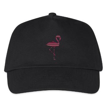 stripes lines pattern silhouette outline flamingo - Kids’ Baseball Cap - black - Front
