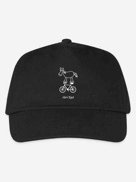 faert rad, fährt fahrrad, fahrradfahrendes Pferd - Kinder Basecap - Schwarz