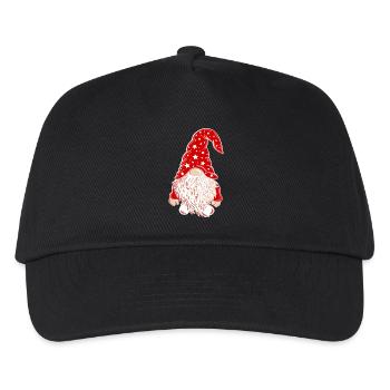 Weihnachts Gnom Wichtel Xmas Zwerg - Kinder Basecap - Schwarz - Vorne