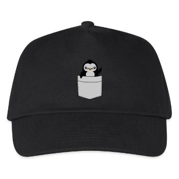 Waving Chest Pocket Penguin - Kids’ Baseball Cap - black - Front