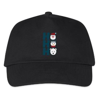 HoHoHo Funny Xmas Stuff Icon Santa Snowman & Bear - Kinder Basecap - Schwarz - Vorne