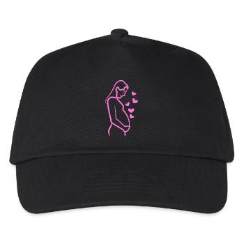 Mama Herz Babybauch Schwangerschaft Schwanger - Kinder Basecap - Schwarz - Vorne