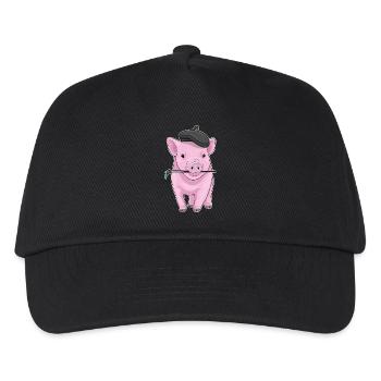 Pig Painter Brush Painting - Kids’ Baseball Cap - black - Front