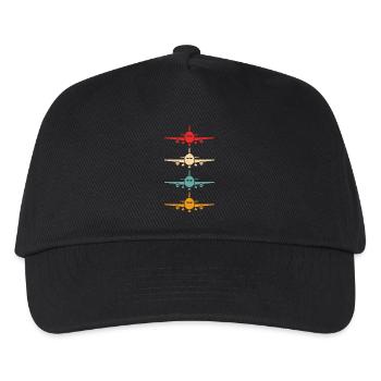 Aviation Airplane Flying Airline Vintage Pilot - Kids’ Baseball Cap - black - Front