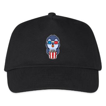 Popcorn Kino Pinguin - Kinder Basecap - Schwarz - Vorne