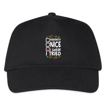 Nice Naughty I Swear I Tried Liste Weihnachten - Kinder Basecap - Schwarz - Vorne